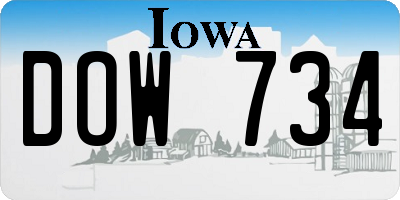 IA license plate DOW734