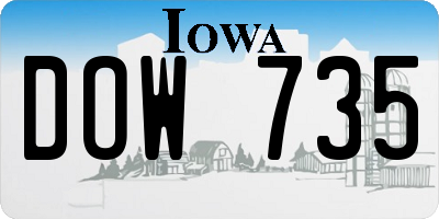 IA license plate DOW735