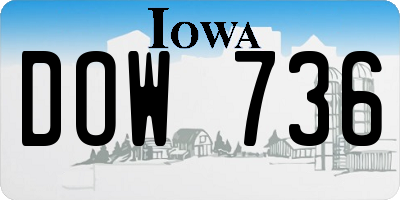 IA license plate DOW736