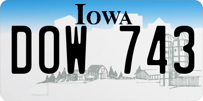 IA license plate DOW743
