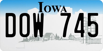 IA license plate DOW745