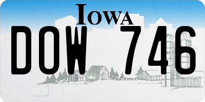 IA license plate DOW746