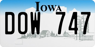 IA license plate DOW747