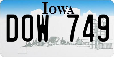 IA license plate DOW749