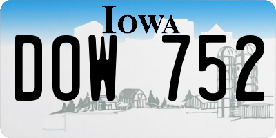 IA license plate DOW752