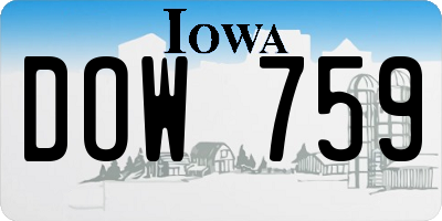 IA license plate DOW759