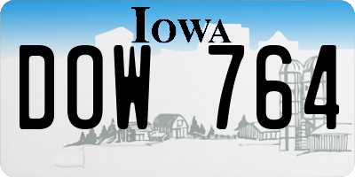 IA license plate DOW764