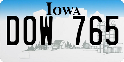 IA license plate DOW765