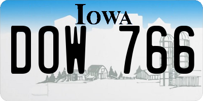 IA license plate DOW766