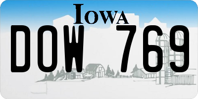 IA license plate DOW769