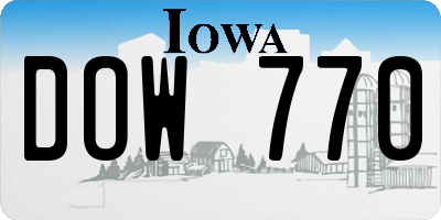 IA license plate DOW770