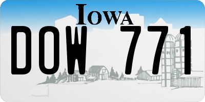 IA license plate DOW771