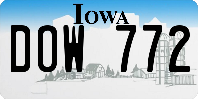 IA license plate DOW772