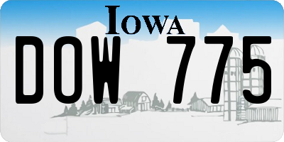 IA license plate DOW775