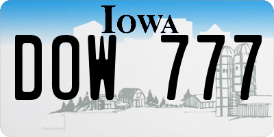 IA license plate DOW777
