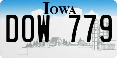 IA license plate DOW779