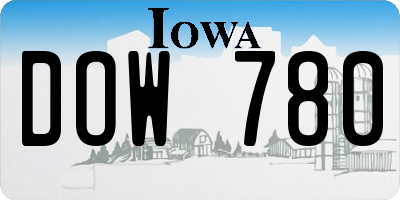 IA license plate DOW780