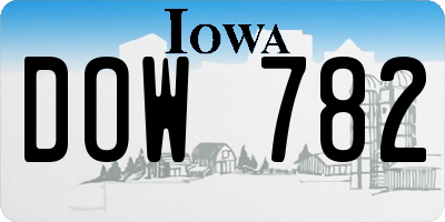 IA license plate DOW782