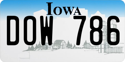 IA license plate DOW786
