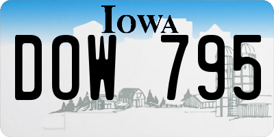 IA license plate DOW795