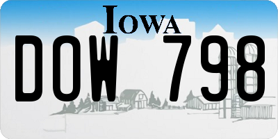 IA license plate DOW798