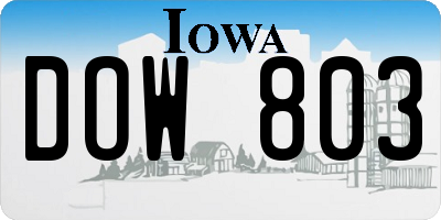 IA license plate DOW803