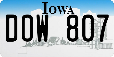 IA license plate DOW807