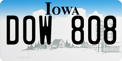 IA license plate DOW808