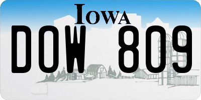 IA license plate DOW809