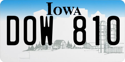 IA license plate DOW810