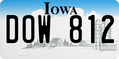 IA license plate DOW812