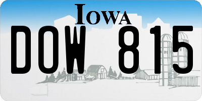 IA license plate DOW815