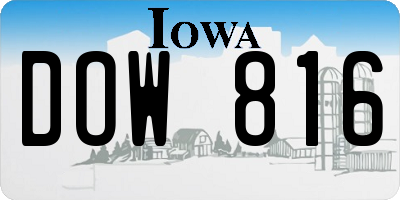 IA license plate DOW816
