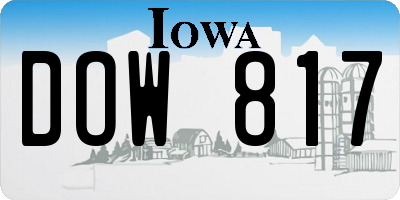 IA license plate DOW817