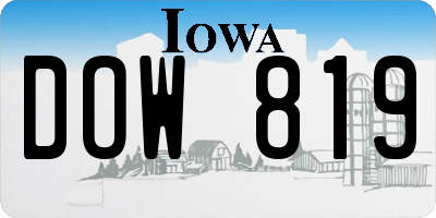 IA license plate DOW819
