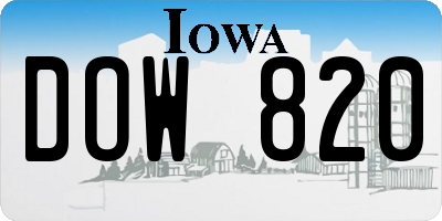 IA license plate DOW820