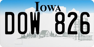 IA license plate DOW826