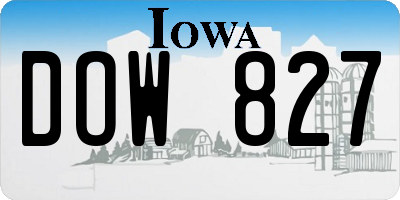 IA license plate DOW827