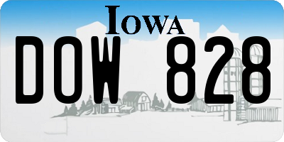 IA license plate DOW828