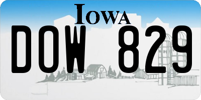 IA license plate DOW829