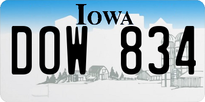 IA license plate DOW834