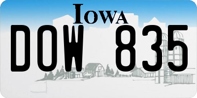 IA license plate DOW835