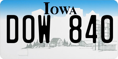 IA license plate DOW840