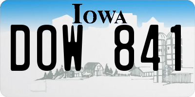 IA license plate DOW841
