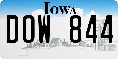 IA license plate DOW844