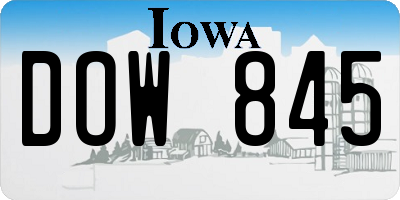 IA license plate DOW845