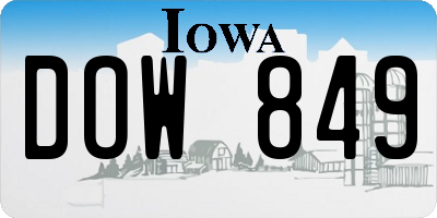 IA license plate DOW849