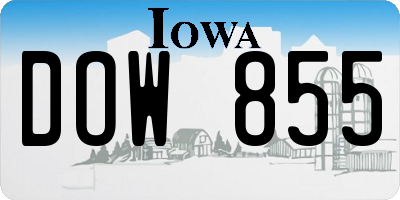 IA license plate DOW855