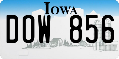 IA license plate DOW856