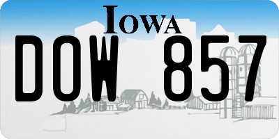 IA license plate DOW857